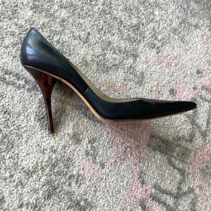 Michael Kors black leather pointy toe pump high heels